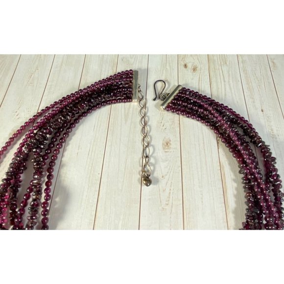 Jay King DTR Necklace 925 Garnet Multi Strand Beaded Signed - Picture 6 of 7